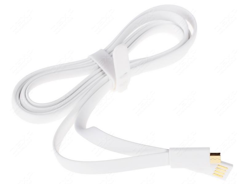 Кабель USB-Micro USB, плоский, PVC, 1.5м,  белый, коробка с окном