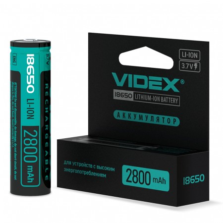 Акк  литиевый VIDEX 18650 2800mAh 1pcs/box с защитой (1/20)