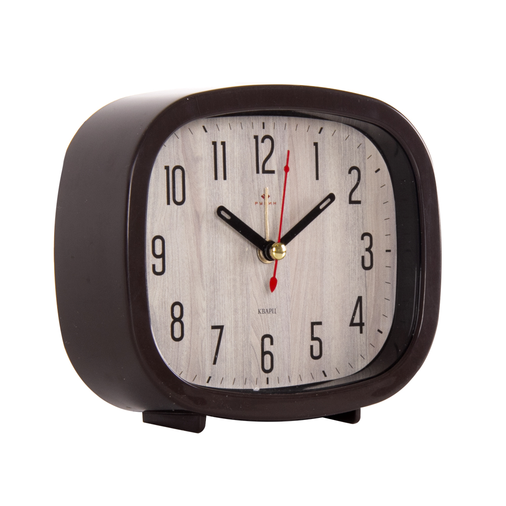 Часы будильник  B5-008  кварц, корпус темно-коричневый "Эко стиль" (40)