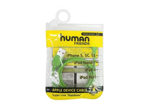 Кабель USB-Apple 8 pin  Human Friends Super Link Rainbow L Green, 1 м., для iphone/ipad