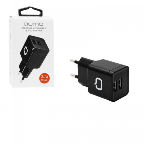 Блок пит USB сетевой Qumo Energy 0061 2USB, 3.1A, черный