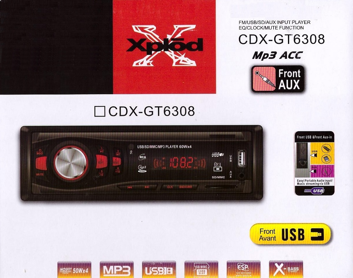 Авто магнитола +USB+AUX+Радио P-6308