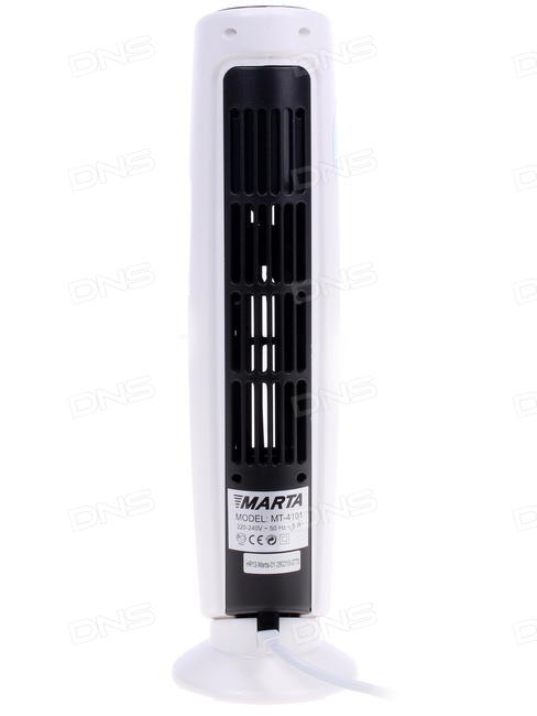 Очиститель-ионизатор воздуха MARTA MT-4101 белый/черный (18м2, стальн пылесб, встр вентилятор)