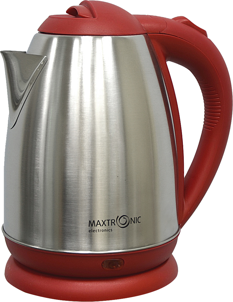 Чайник MAXTRONIC MAX-307 нерж + красн (1,5кВт, 1,8л, мет корпус, скрытый нагр элемент) 16/уп