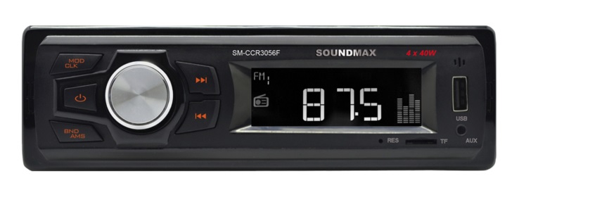 Авто магнитола  Soundmax SM-CCR3056F черный\Or (USB/SD, MP3 4*40Вт 18FM оранжев подсветка)
