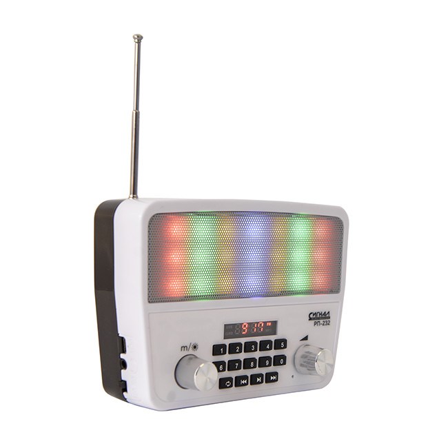 радиопр Сигнал РП-232, FM 88-108МГц, акб 1200mA/h, USB/microSD/AUX/BT, диспл.,дискосв.,селфи