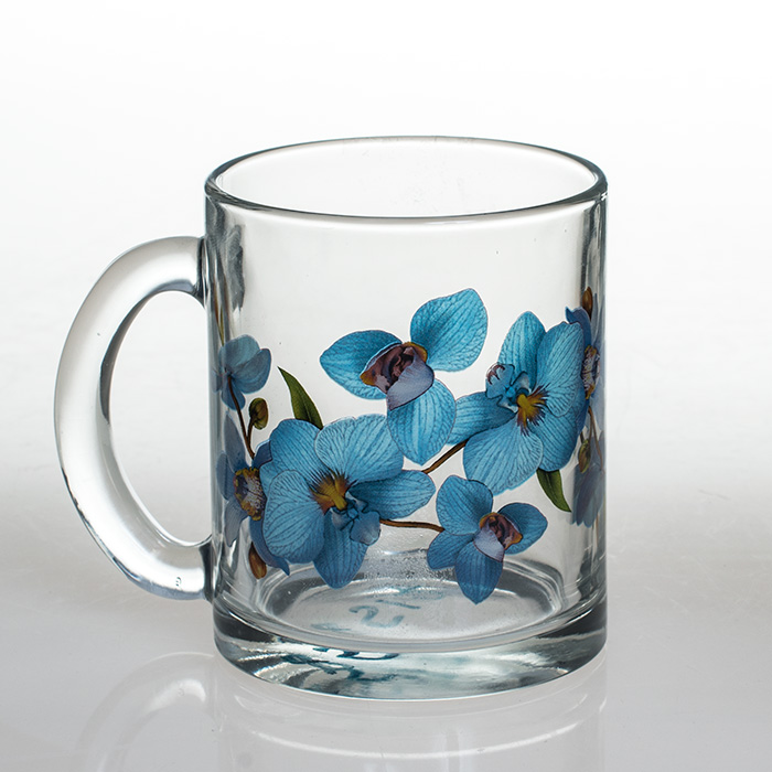 Кружка  стекло 300мл "Орхидея синяя" 04с1208  (72968)