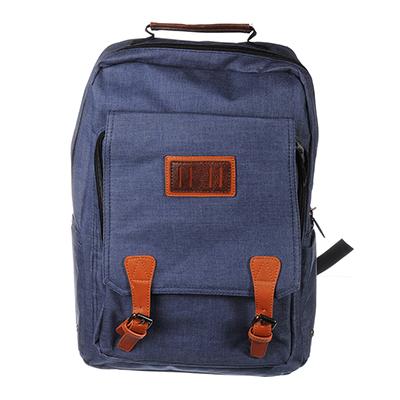 Рюкзак подростковый 42x28x17см, 1 отд, клапан на 2 кнопках, накл.карман, полиэстер, иск. кожа, сини