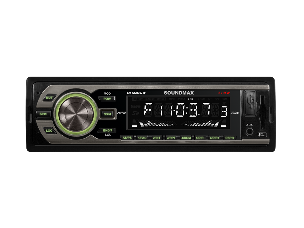 Авто магнитола Soundmax SM-CCR3074F черный\G  (USB/SD, WMA/MP3 4*40Вт 18FM)