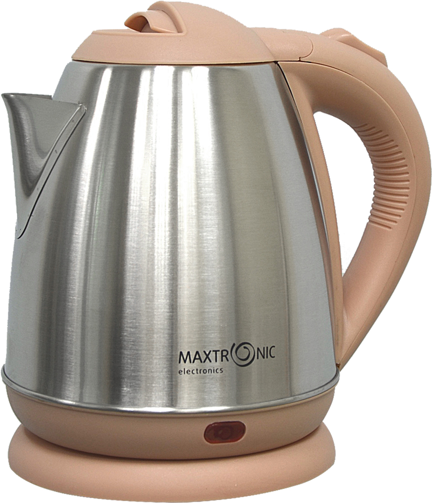 Чайник MAXTRONIC MAX-502 нерж + беж (1,5кВт, 1,5л, мет корпус, скрытый нагр элемент) 16/уп