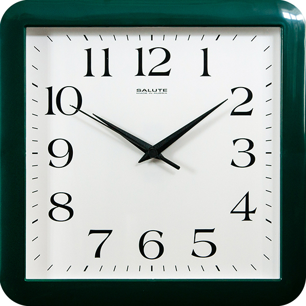 Часы настенные  Салют 30х30  П - А3.1 - 010 пластик квадратные (10/уп)