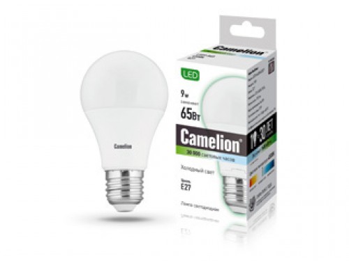 Эл. лампа светодиодная Camelion LED-A60- 9W-/845/E27(Лон 9Вт 220В, аналог 65Вт)уп.1/10/100