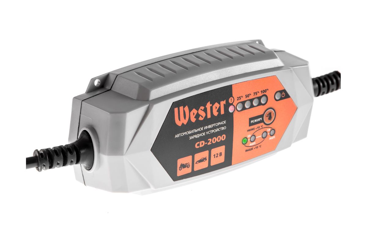 Зарядное устройство WESTER CD-2000  для АКБ 12В, макс 2А, АКБ до 60 Ач