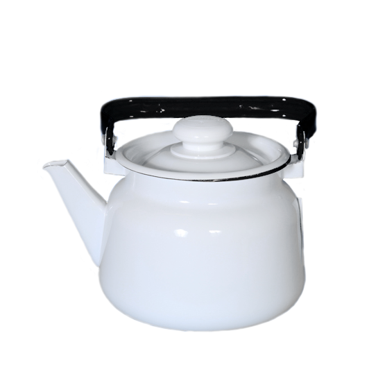 Чайник Стальэмаль 2,3л декор белый с пласт. кнопкой С2714.3 (4/уп)