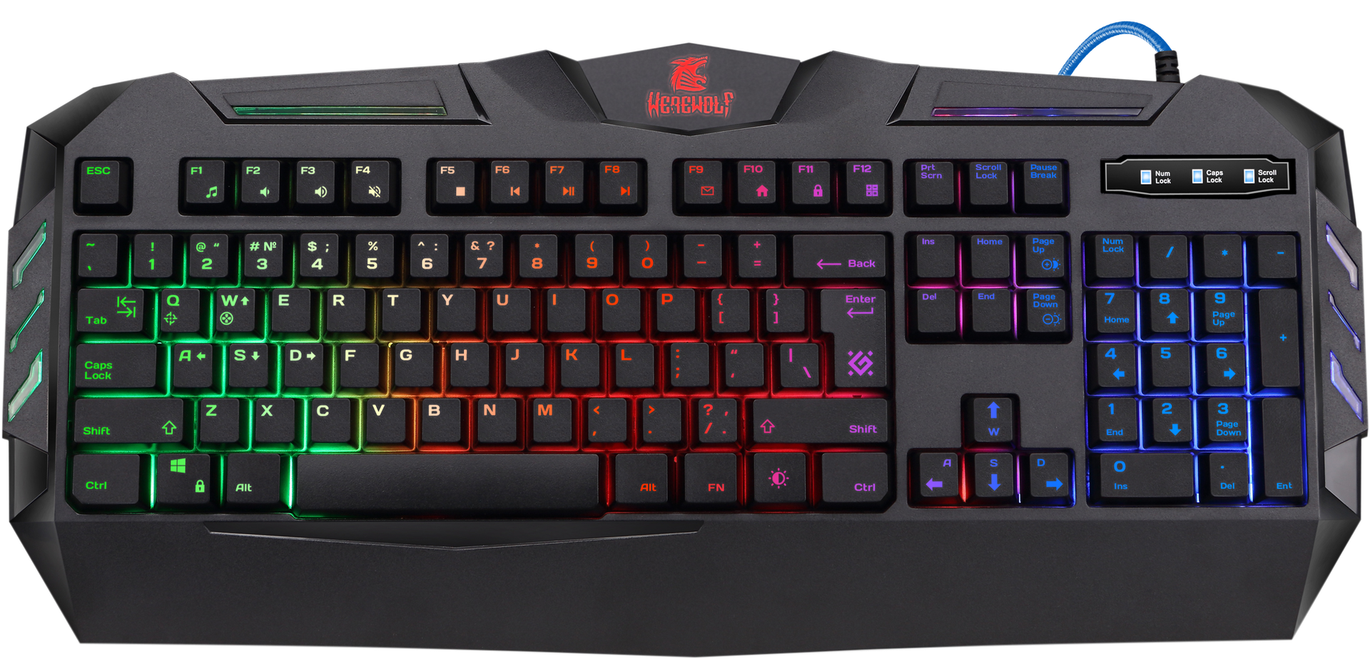 Клавиатура DEFENDER Wereworlf GK-120DL RU,игровая,RGB подсветка,19Anti-Ghost