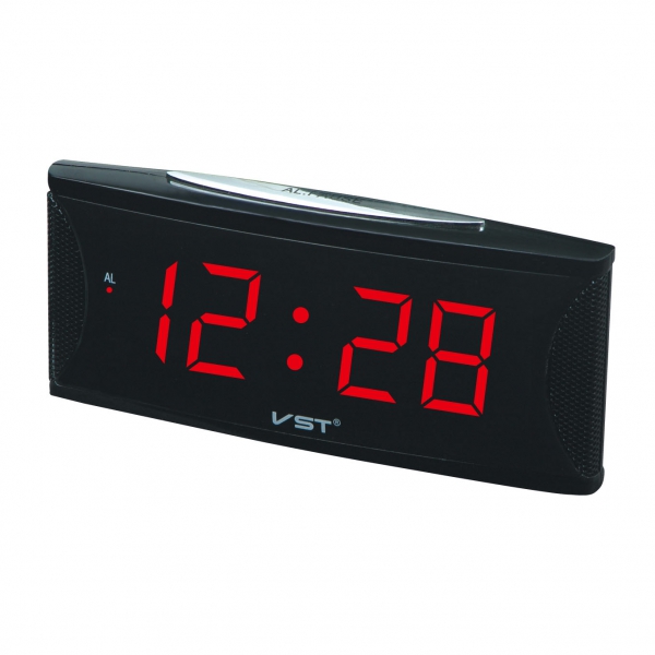 часы настольные VST-719W/1+дата+термометр(красный)