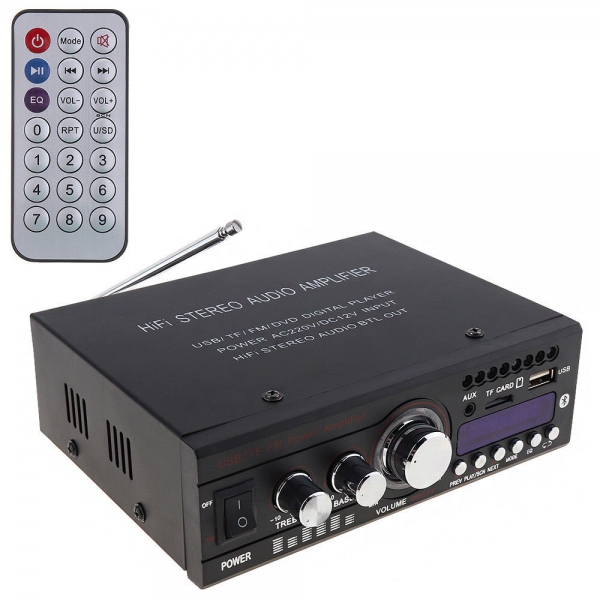 Усилитель звука HY806 (2х20Вт, USB, TF, FM, bluetooth, пит от 220B/12В(5А)