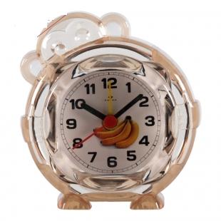 Часы будильник  B3-002 (7х7 см) коричневый "Бананы"