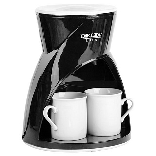 Кофеварка DELTA LUX DL-8131 черная: 450 Вт, 300 мл, 2 керам чашки (8)