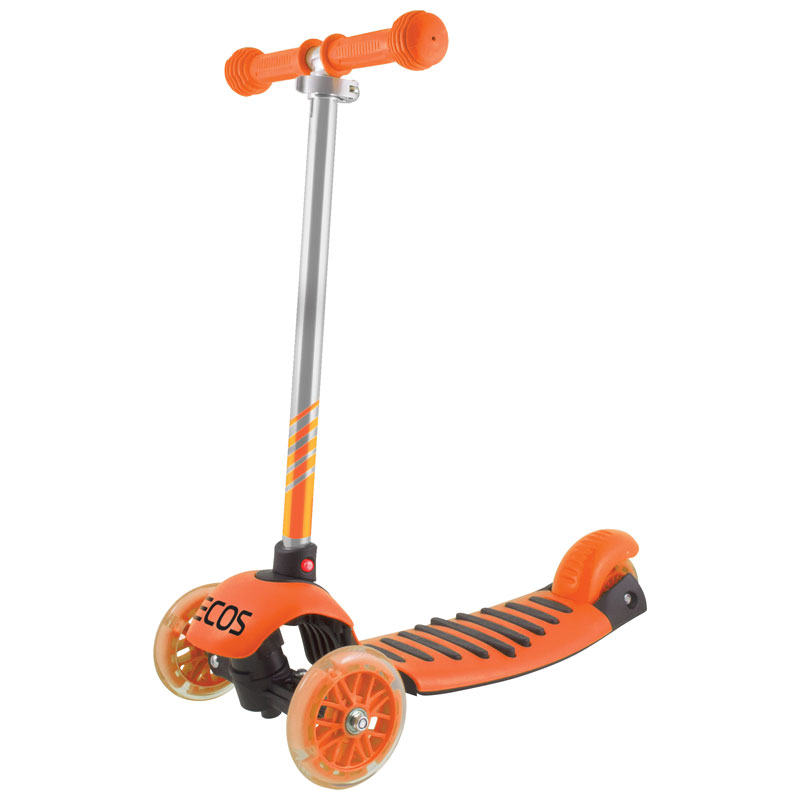 Самокат детский ES-M007 оранжевый (3-колесный с Т-образной ручкой с регулируемой высотой)