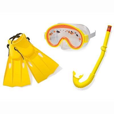Набор для плавания "Искатель приключений" (ласты, маска, трубка), от 3 до 8 лет, INTEX 55954
