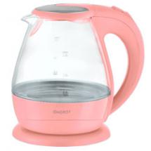 Чайник ENERGY E-266 стекл розовый (1,5 л, внутрен подсветка, диск) 8шт/уп