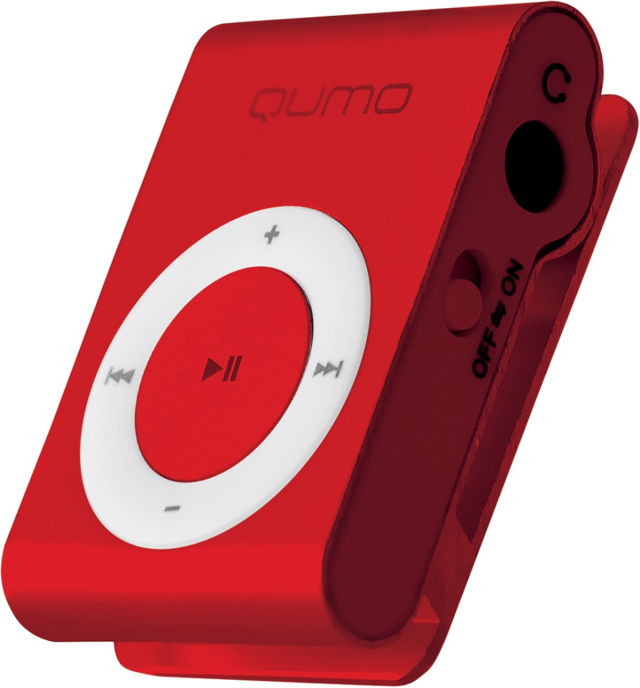 mp3 плеер QUMO Red Красный, 4 Гб, без слота под карты памяти, без дисплея, металлический копрус