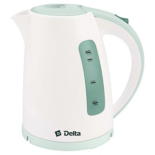 Чайник DELTA DL-1056 бел с серо-зелён 2200 Вт, 1,7 л, закрытый нагрев. эл., световой индикат (6/уп)