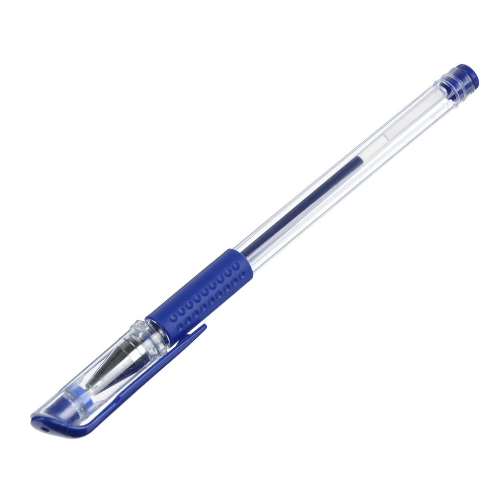 Ручка гелевая синяя, с резин.держателем, 0,7мм, пластик, арт.РГ-0652, 100шт/уп