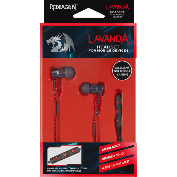 гарнитура Redragon Lavanda черн+серый,для смартфонов кабель 1,2м Defender