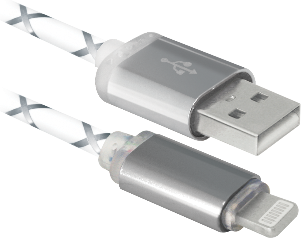 Кабель USB  ACH03-03LT серый,LED,USB-Lightning, 1м DEFENDER