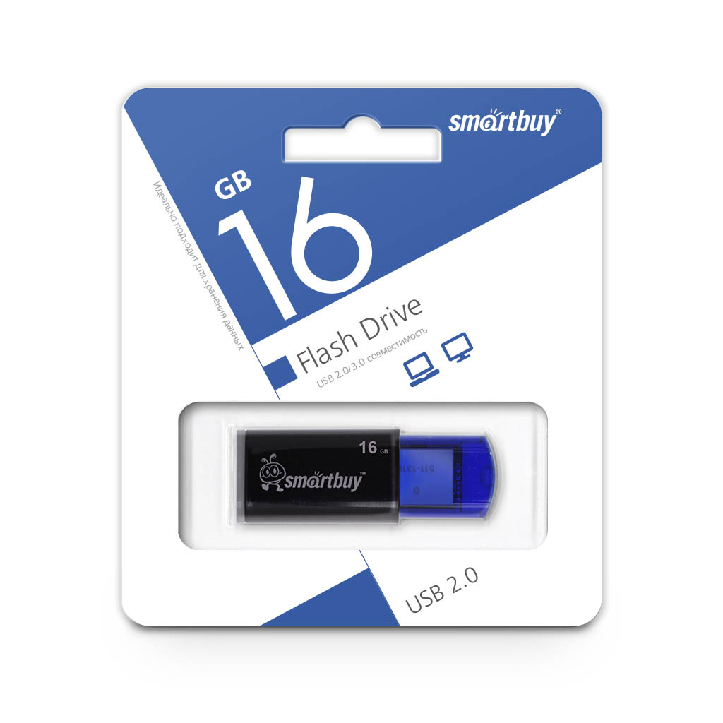 USB2.0 FlashDrives16Gb Smart Buy Click Black-Blue (SB16GBCL-B)