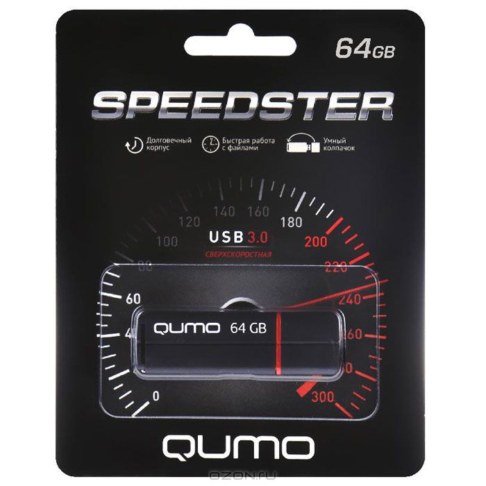 USB3.0 FlashDrives 32Gb QUMO SPEEDSTER 3.0 черный