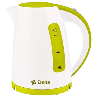 Чайник DELTA DL-1056 белый с зелён 2200 Вт, 1,7 л, закрытый нагрев. эл., световой индикат (6/уп)