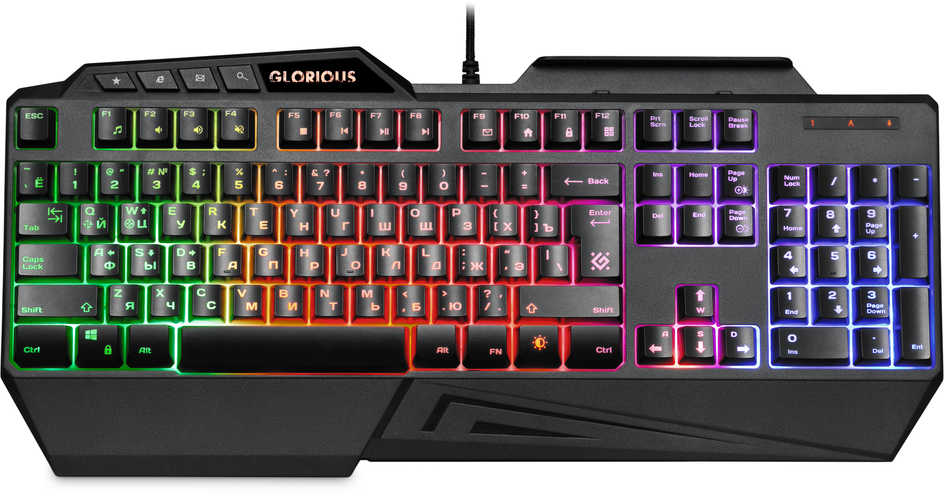 Клавиатура DEFENDER Glorious GK-310L игров,RU,RGB подсветка,19 Anti-Ghost