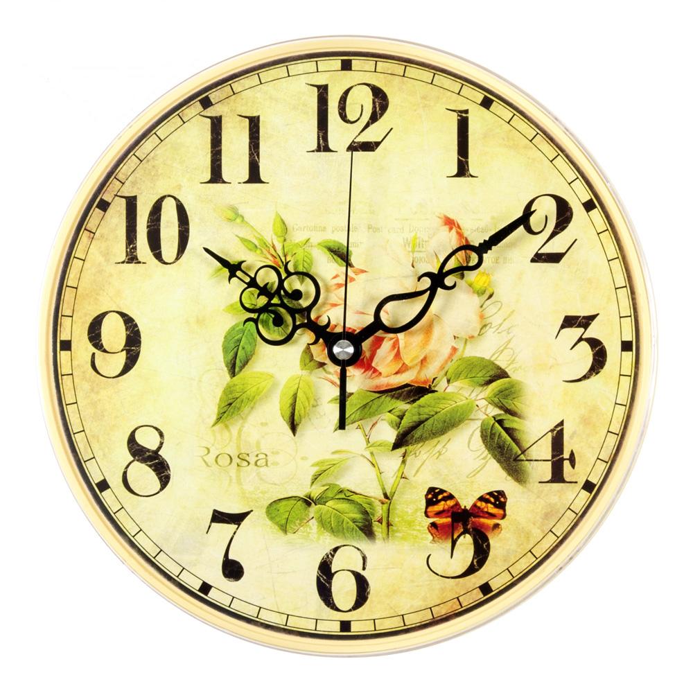 Часы настенные СН 2524 - 121 Роза и бабочки круглые (25x25) (10)