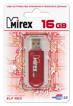 USB2.0 FlashDrives16Gb Mirex ELF RED
