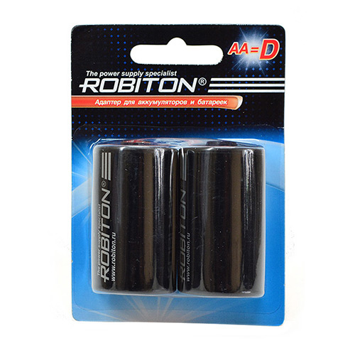 Адаптер для аккум/батареек ROBITON Adaptor-AA-D  позволяет использовать R6 вместо R20 BL2