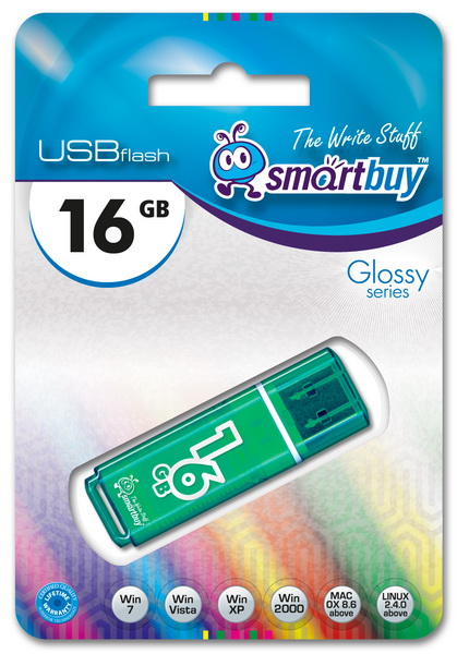 USB2.0 FlashDrives16Gb Smart Buy Glossy series Blue