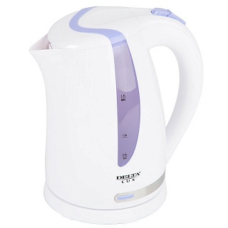 Чайник DELTA LUX DL-1016 белый с фиолет. 2200 Вт, 1,7л, закрытый нагрев. эл., LED-подсветка (8/уп)