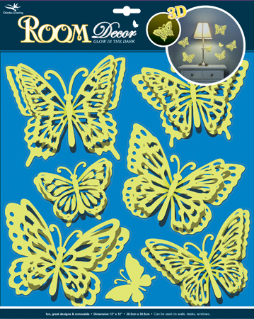 Наклейка   RCA 3803  сказочные бабочки (светящ.) /уп.12/