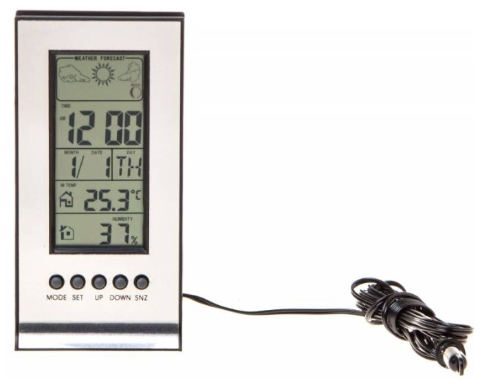 Метеостанция Buro H106AB серебр термометр внутр. ( -9+50 С) часы, календарь