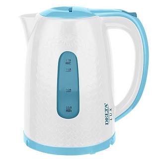 Чайник DELTA LUX DL-1057 бел/голуб, 2200Вт, 1,7л (8/уп)