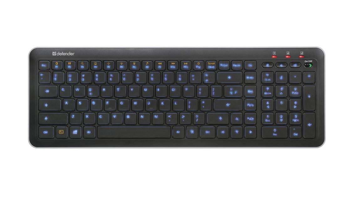 Клавиатура DEFENDER MМ Nova SM-680L черная USB104+6кн,4ур.подсв.,3 доп.кн+1