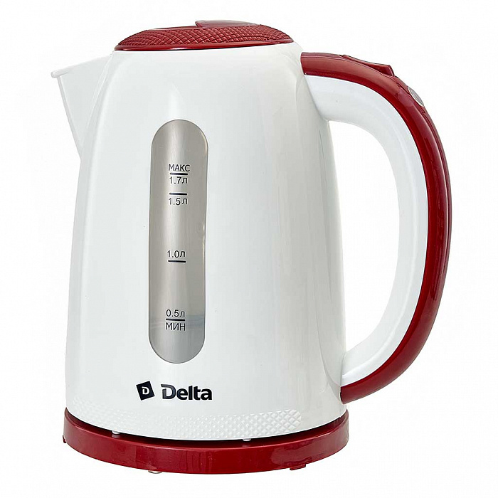 Чайник DELTA DL-1106 белый с бордовым : 2200 Вт, 1,7 л (8)