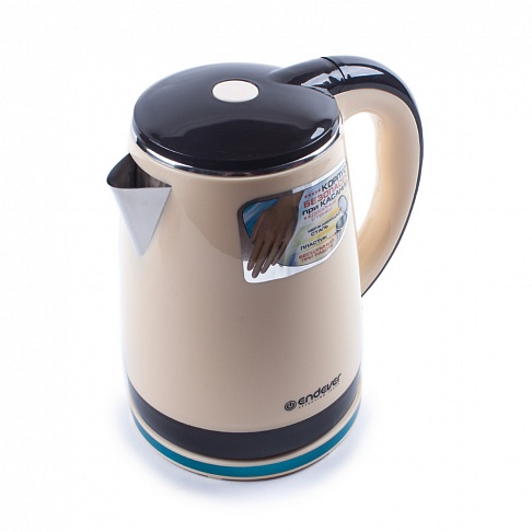 Чайник Endever Skyline KR-240S  двойные стенки нерж+пластик  (1,8 л,2200Вт,  кофейно-бежевый)