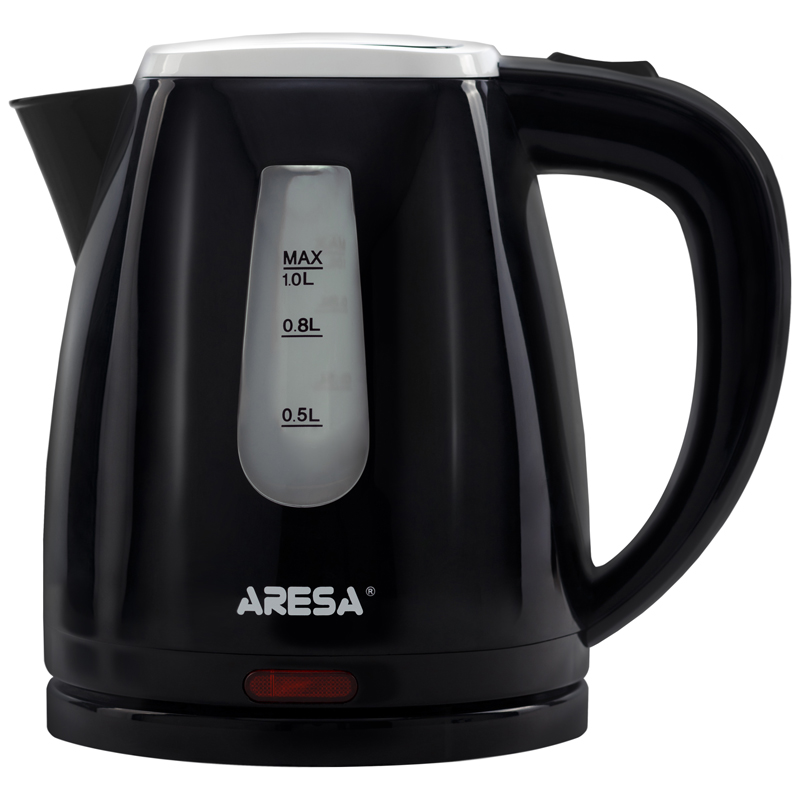 Чайник Aresa AR-3401 черн 1л, 1кВт, скрытый нагр элемент, съемн фильтр