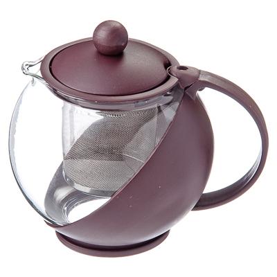 Чайник заварочный с сеточкой, 750мл, стекло, пластик, 3 цвета (850-377)