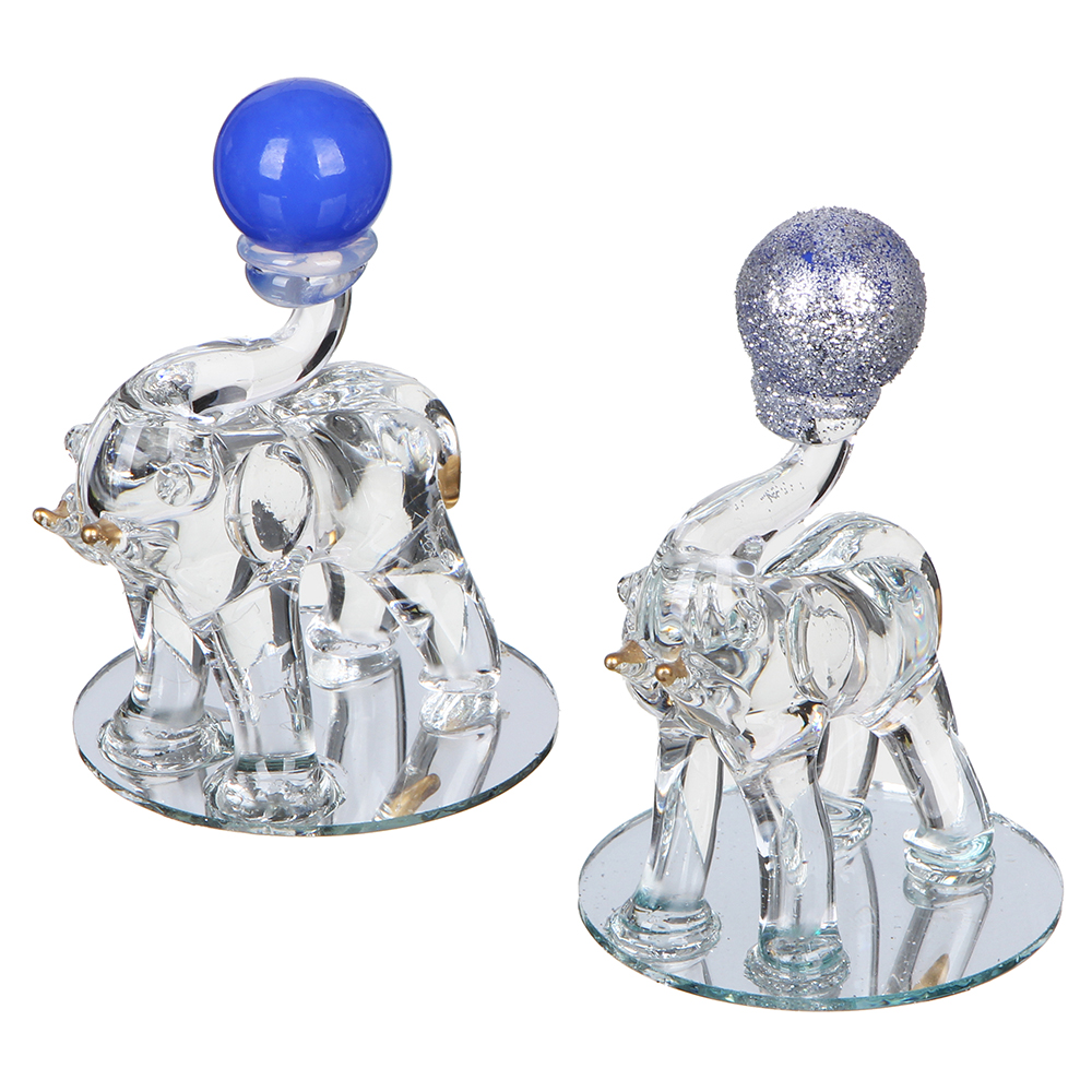 Фигурка Коллекция Хрусталики в виде слона, 7,5х6,5 см, стекло, 2 цвета (уп.1/6)