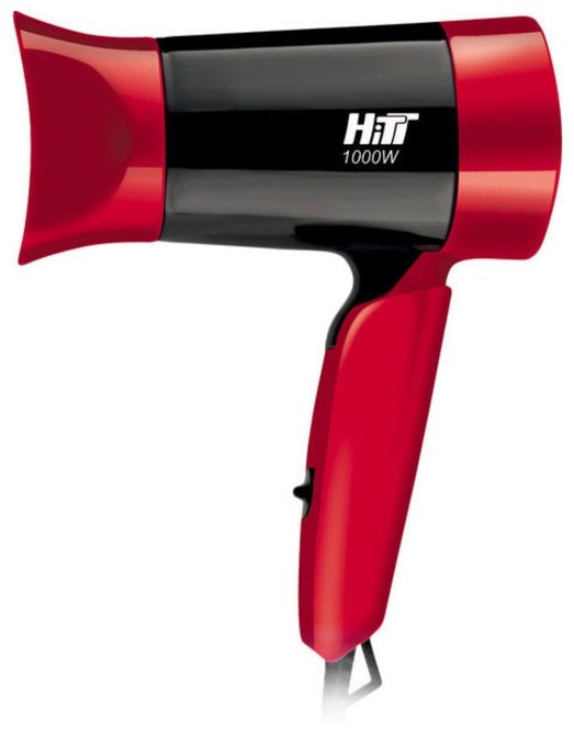 Фен   HITT HT-6301 чёрн-красный (1000 Вт, две скор,  концентратор, складн ручка) (50)